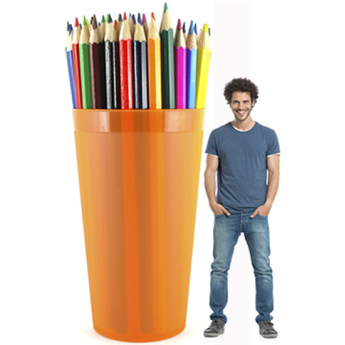 Color Pencils in Orange Cup Cardboard Cutout