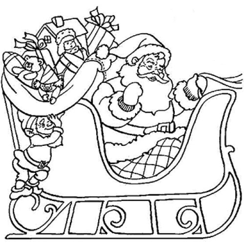 Santa-In-Sleigh Cardboard Coloring Cutout
