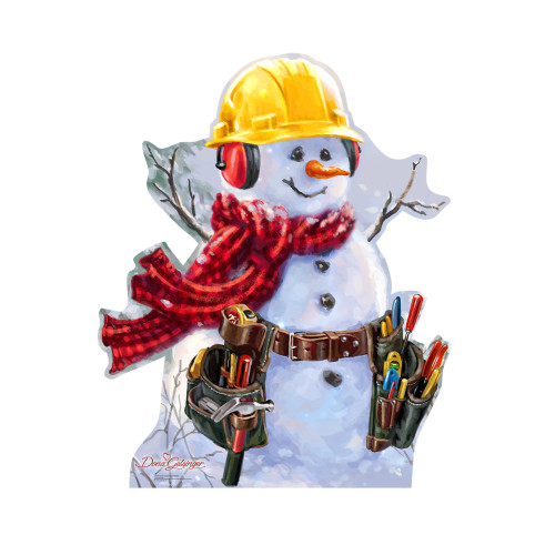 Snowman Construction Worker Cardboard Cutout