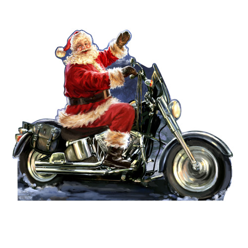 Santa Motorcycle Cardboard Cutout