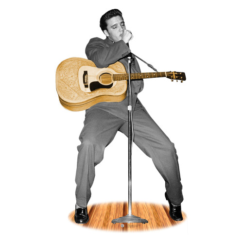 Elvis Presley - B&W w/Guitar -TALKING Cardboard Cutout