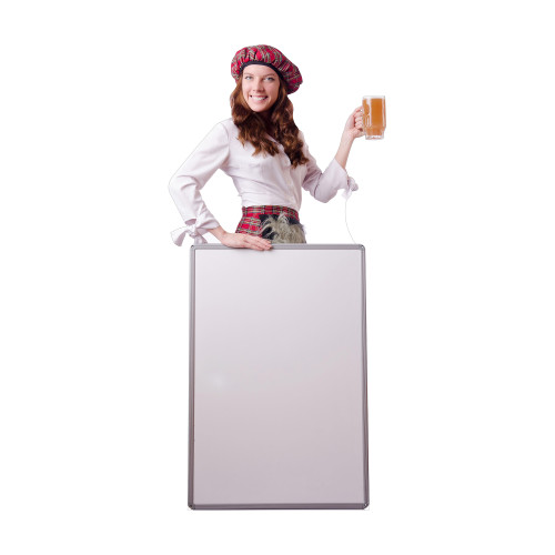 Scottish Woman with Sign Cardboard Cutout
