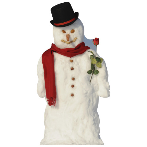 Snowman with Rose Cardboard Cutout
